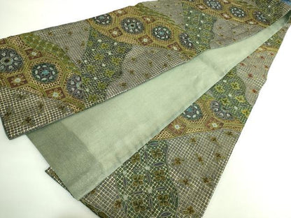 平和屋本店●極上　中国三大刺繍　スワトウ刺繍　汕頭刺繍　総刺繍　全通柄袋帯　スリーシーズン帯　蜀江花文　金糸　逸品　DZAB1781kh6
