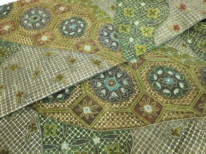 平和屋本店●極上　中国三大刺繍　スワトウ刺繍　汕頭刺繍　総刺繍　全通柄袋帯　スリーシーズン帯　蜀江花文　金糸　逸品　DZAB1781kh6