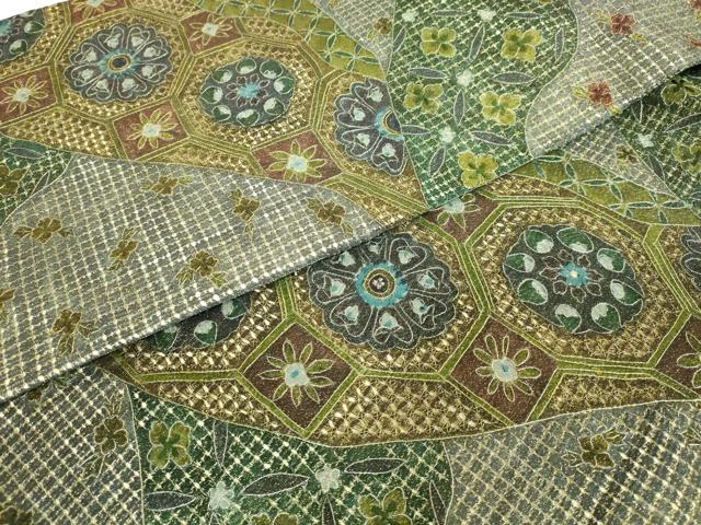 平和屋本店●極上　中国三大刺繍　スワトウ刺繍　汕頭刺繍　総刺繍　全通柄袋帯　スリーシーズン帯　蜀江花文　金糸　逸品　DZAB1781kh6