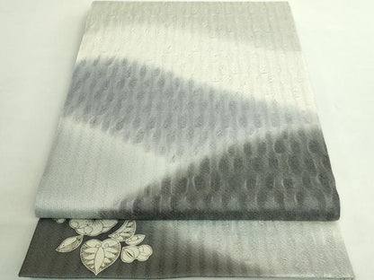 平和屋着物●極上　十日町　名門青柳謹製　櫛引織　両面　太鼓柄袋帯　辻が花　逸品　DZAB1784kh6