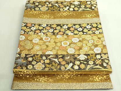 平和屋着物●極上　西陣　河合美術織物謹製　六通柄袋帯　唐織　豊明錦　宝尽くし花文　金糸　逸品　DZAB1793kh6