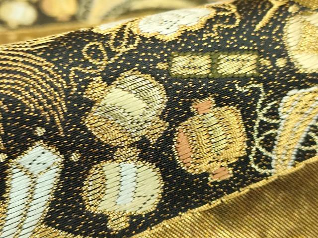 平和屋着物●極上　西陣　河合美術織物謹製　六通柄袋帯　唐織　豊明錦　宝尽くし花文　金糸　逸品　DZAB1793kh6