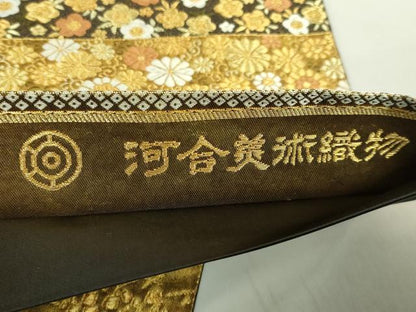 平和屋着物●極上　西陣　河合美術織物謹製　六通柄袋帯　唐織　豊明錦　宝尽くし花文　金糸　逸品　DZAB1793kh6