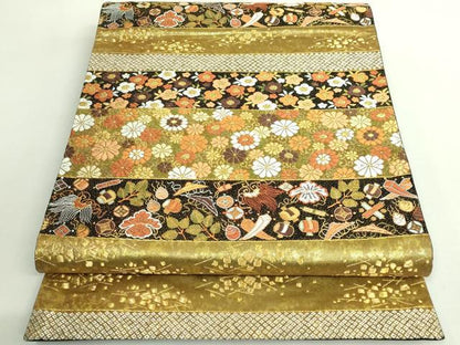 平和屋着物●極上　西陣　河合美術織物謹製　六通柄袋帯　唐織　豊明錦　宝尽くし花文　金糸　逸品　DZAB1800kh6