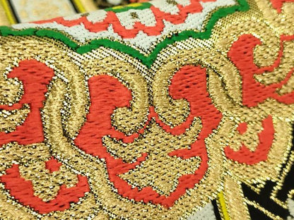 平和屋着物●極上　西陣　川島織物　六通柄　本袋帯　正倉院花文　黒地　金糸　逸品　DZAB1809kh6