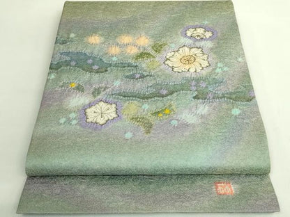 平和屋本店●極上　久保田一竹　幻の辻が花　太鼓柄袋帯　金通し地　逸品　DZAB1811kh6