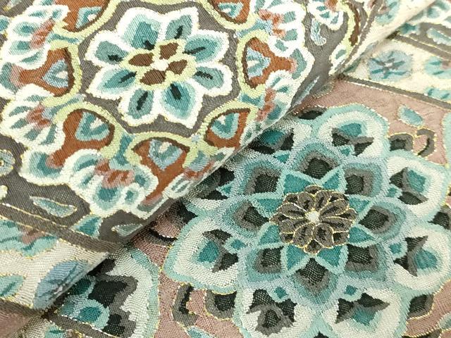 平和屋本店●最高級　明綴れ　袋帯　格天井花文　金糸　逸品　DZAB1812kh6