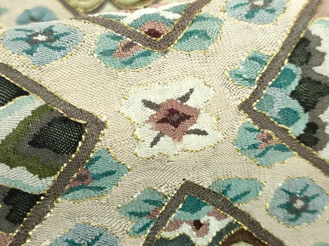平和屋本店●最高級　明綴れ　袋帯　格天井花文　金糸　逸品　DZAB1812kh6