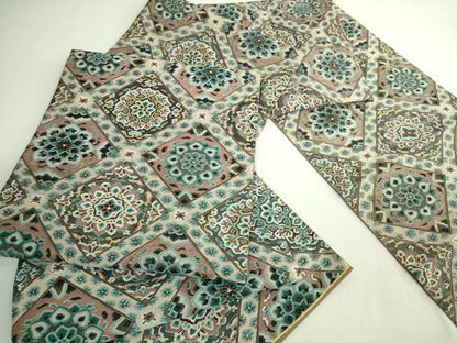 平和屋本店●最高級　明綴れ　袋帯　格天井花文　金糸　逸品　DZAB1812kh6