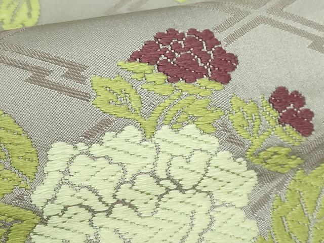 平和屋着物●極上　西陣　川島織物　九寸名古屋帯　唐織　枝花文　逸品　DZAB1814kh6