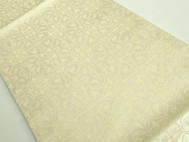 平和屋着物●極上　龍村美術織物　九寸開き名古屋帯　葡萄唐草文錦　金糸　逸品　未使用　DZAB1815kh6