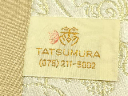 平和屋着物●極上　龍村美術織物　九寸開き名古屋帯　葡萄唐草文錦　金糸　逸品　未使用　DZAB1815kh6