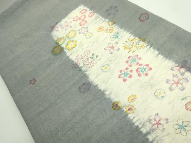 平和屋着物●極上　工芸袋帯　太鼓柄袋帯　紬地　手描き　舞花文　逸品　DZAB1819kh6