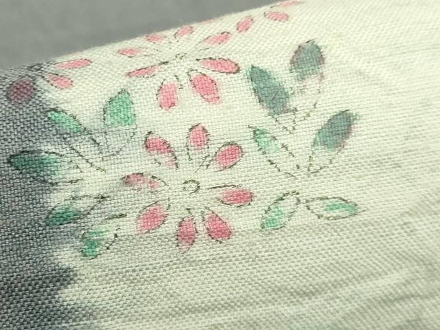 平和屋着物●極上　工芸袋帯　太鼓柄袋帯　紬地　手描き　舞花文　逸品　DZAB1819kh6