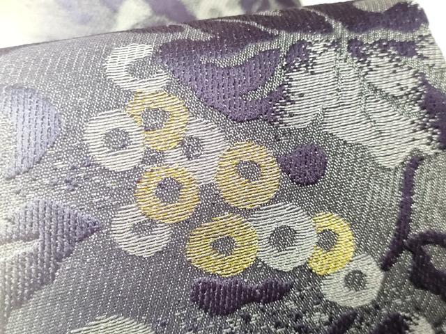 平和屋着物●極上　両面　全通柄袋帯　葡萄蔦の葉　麻の葉文様　金銀糸　逸品　DZAB1825kh6 平和屋着物○極上 両面 全通柄袋帯 葡萄蔦の葉 麻の葉文様