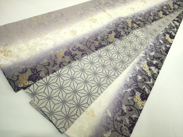 平和屋着物●極上　両面　全通柄袋帯　葡萄蔦の葉　麻の葉文様　金銀糸　逸品　DZAB1825kh6