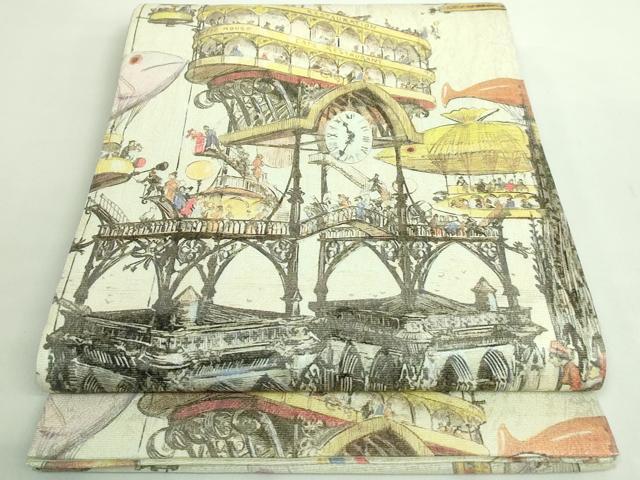 平和屋着物●極上　全通柄袋帯　アルベール・ロビダ　手描き　逸品　DZAB1833kh6