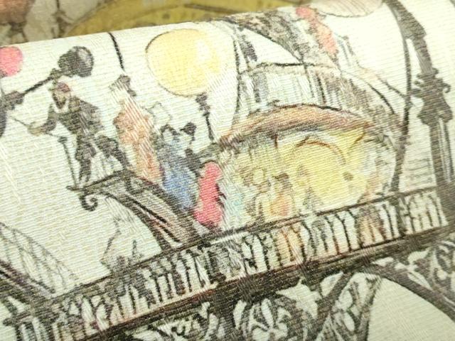 平和屋着物●極上　全通柄袋帯　アルベール・ロビダ　手描き　逸品　DZAB1833kh6