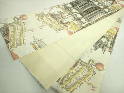 平和屋着物●極上　全通柄袋帯　アルベール・ロビダ　手描き　逸品　DZAB1833kh6