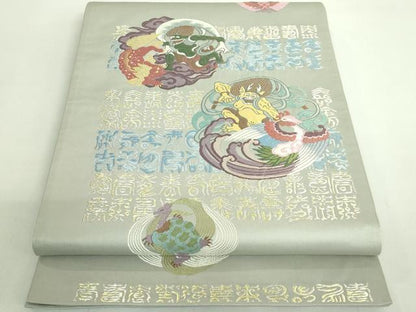 平和屋着物●極上　六通柄袋帯　唐織　風神　雷神　鶴　蓑亀　金銀糸　逸品　DZAB1836kh6