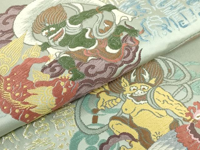 平和屋着物●極上　六通柄袋帯　唐織　風神　雷神　鶴　蓑亀　金銀糸　逸品　DZAB1836kh6