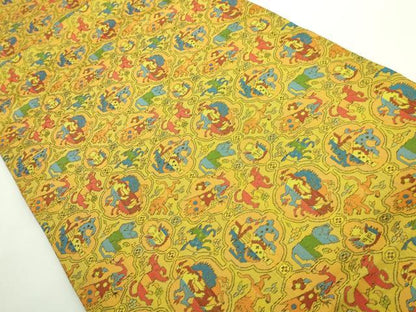 平和屋着物●極上　龍村美術織物　九寸開き名古屋帯　獅噛鳥獣文錦　逸品　DZAB1837kh6