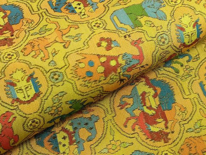 平和屋着物●極上　龍村美術織物　九寸開き名古屋帯　獅噛鳥獣文錦　逸品　DZAB1837kh6
