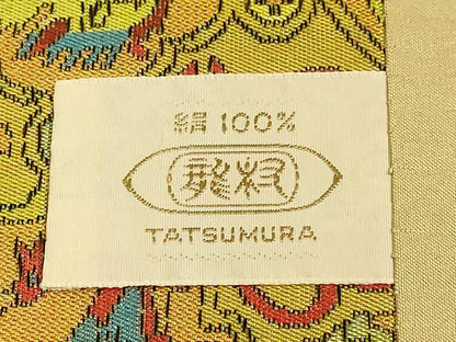 平和屋着物●極上　龍村美術織物　九寸開き名古屋帯　獅噛鳥獣文錦　逸品　DZAB1837kh6