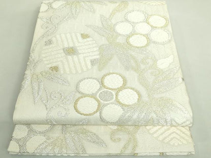 平和屋着物●極上　六通柄袋帯　唐織　笹蔓緞子　金銀糸　逸品　DZAB1838kh6