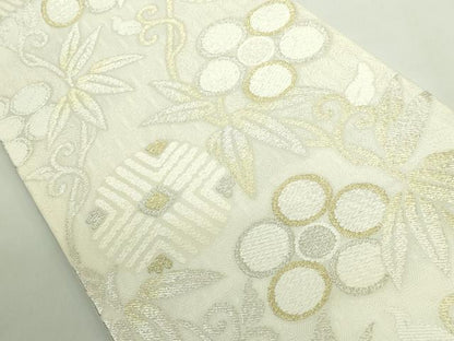 平和屋着物●極上　六通柄袋帯　唐織　笹蔓緞子　金銀糸　逸品　DZAB1838kh6