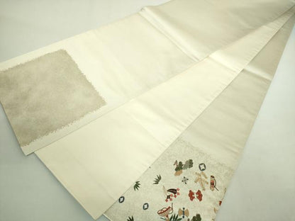 平和屋着物●極上　太鼓柄袋帯　総刺繍　飛鶴宝尽くし　金糸　逸品　DZAB1845kh6