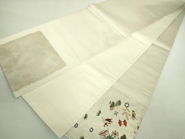 平和屋着物●極上　太鼓柄袋帯　総刺繍　飛鶴宝尽くし　金糸　逸品　DZAB1845kh6