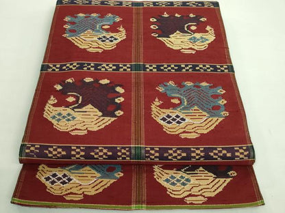 平和屋着物●最高級　龍村平蔵製　太鼓柄　本袋帯　甲比丹孔雀　金銀糸　逸品　DZAB1847kh6