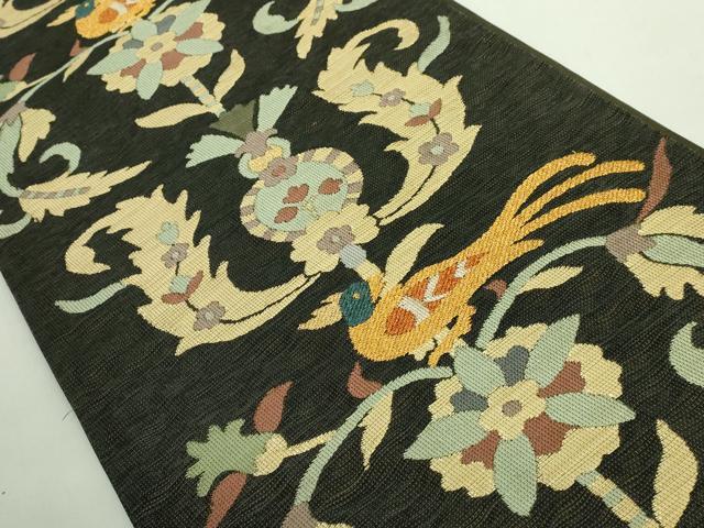 平和屋着物●極上　六通柄袋帯　鷹匠　波期花鳥更紗　金糸　逸品　DZAB1848kh6