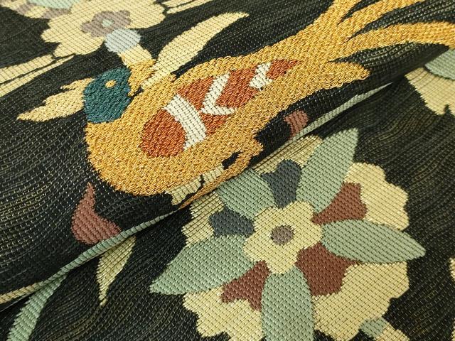 平和屋着物●極上　六通柄袋帯　鷹匠　波期花鳥更紗　金糸　逸品　DZAB1848kh6 平和屋着物○極上 六通柄袋帯 鷹匠 波期花鳥更紗 金糸 逸品