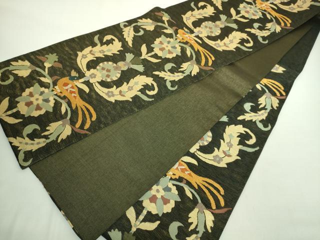 平和屋着物●極上　六通柄袋帯　鷹匠　波期花鳥更紗　金糸　逸品　DZAB1848kh6