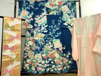 平和屋本店∵極上 女の子 十三参り 子供 祝着・襦袢(無双仕立て)・袋帯 3点セット 友禅 冊子花鳥文 逸品 DZAB1853kh6