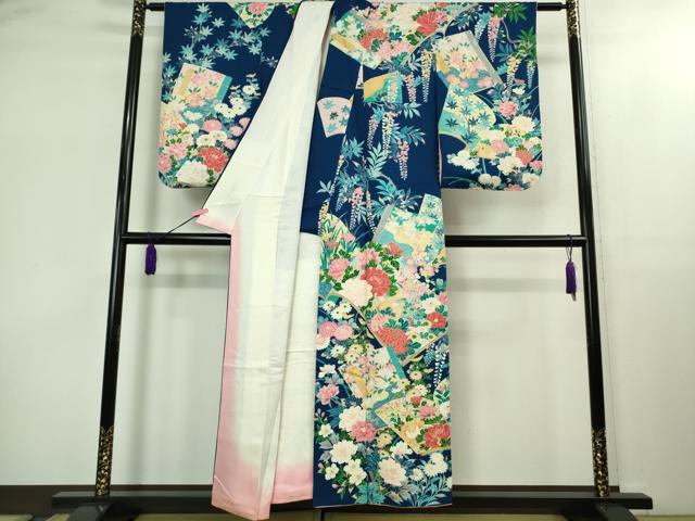 平和屋本店∵極上 女の子 十三参り 子供 祝着・襦袢(無双仕立て)・袋帯 3点セット 友禅 冊子花鳥文 逸品 DZAB1853kh6