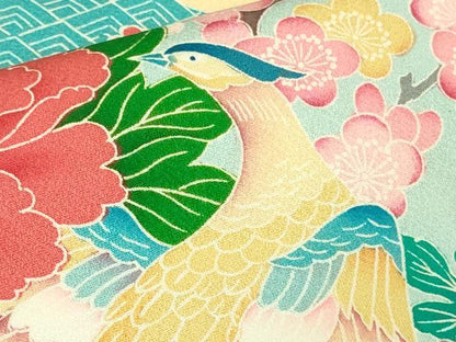 平和屋本店∵極上 女の子 十三参り 子供 祝着・襦袢(無双仕立て)・袋帯 3点セット 友禅 冊子花鳥文 逸品 DZAB1853kh6