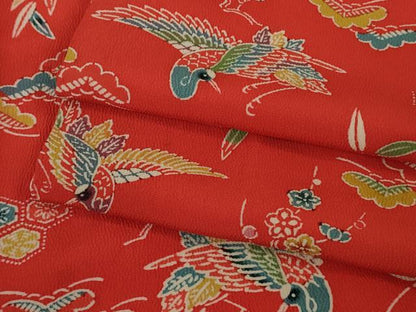 平和屋本店■極上　七五三　女の子　3歳　祝着・襦袢(半衿刺繍)・袋帯・小物セット　飛鶴松花文　鬼しぼ縮緬　逸品　DZAB1856kh5