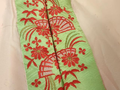 平和屋本店■極上　七五三　女の子　3歳　祝着・襦袢(半衿刺繍)・袋帯・小物セット　飛鶴松花文　鬼しぼ縮緬　逸品　DZAB1856kh5