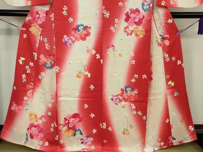 平和屋本店∵極上 女の子 十三参り 子供 祝着・襦袢(袷・半衿刺繍)セット 舞蝶花文 暈し染め 逸品 DZAB1857kh6