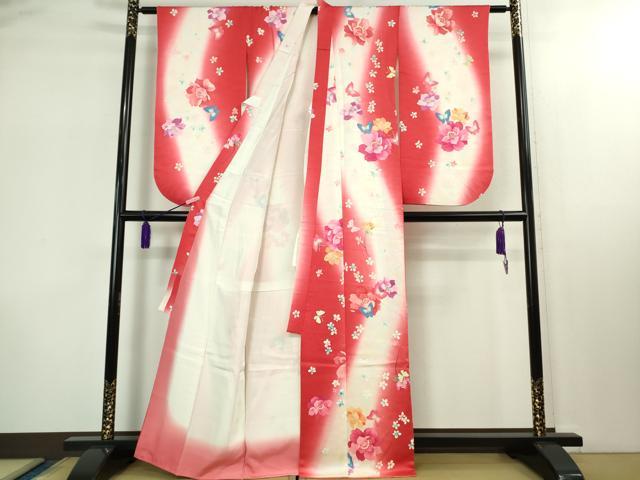 平和屋本店∵極上 女の子 十三参り 子供 祝着・襦袢(袷・半衿刺繍)セット 舞蝶花文 暈し染め 逸品 DZAB1857kh6