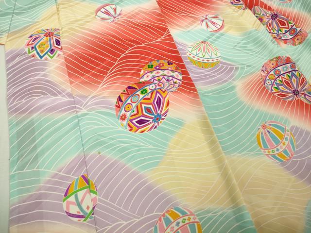 平和屋本店[]極上　七五三　女の子　7歳　祝着・襦袢(袷・半衿刺繍)セット　毬　暈し染め　逸品　DZAB1858kh6