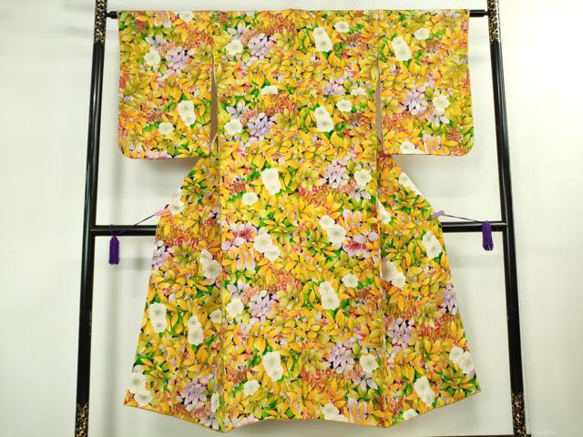 平和屋本店∵極上　女の子　十三参り　子供　祝着　草花文　鬼しぼ縮緬　逸品　DZAB1860kh6