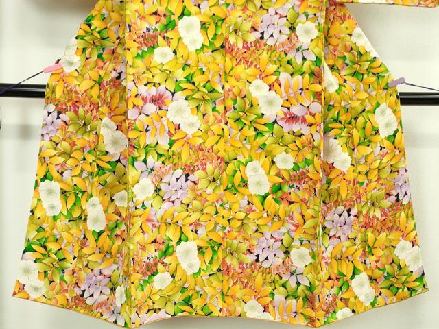 平和屋本店∵極上　女の子　十三参り　子供　祝着　草花文　鬼しぼ縮緬　逸品　DZAB1860kh6