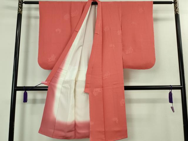 平和屋本店[]極上 七五三 女の子 7歳 祝着 色無地 鏡裏地紋 韓紅色 逸品 未使用 DZAB1861kh6