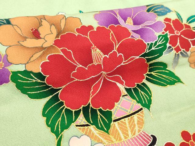 平和屋本店[]極上 七五三 女の子 7歳 祝着・襦袢(単衣・半衿刺繍)セット 花車 金彩 逸品 DZAB1862kh6