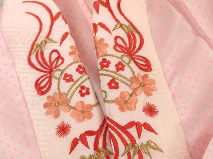 平和屋本店[]極上 七五三 女の子 7歳 祝着・襦袢(単衣・半衿刺繍)セット 花車 金彩 逸品 DZAB1862kh6