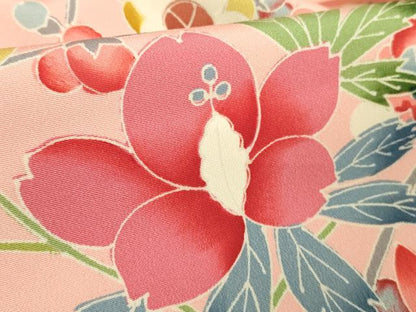 平和屋本店■極上　七五三　女の子　3歳　祝着・襦袢(半衿刺繍)・袋帯・小物セット　飛鶴松花文　鬼しぼ縮緬　逸品　DZAB1856kh5